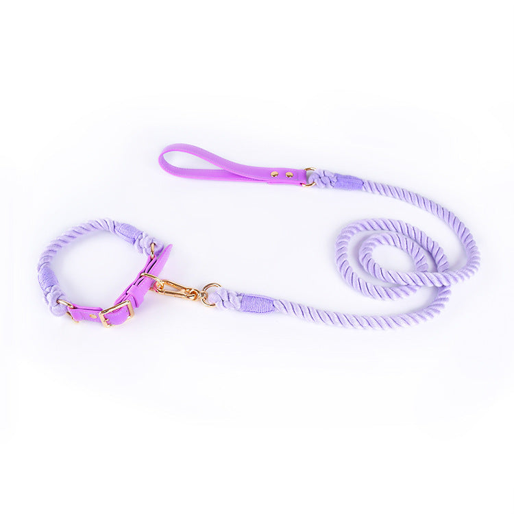 Cotton Rope Leather Pet Leash