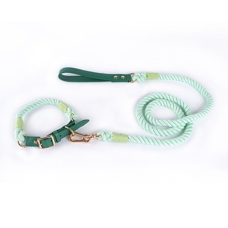 Cotton Rope Leather Pet Leash