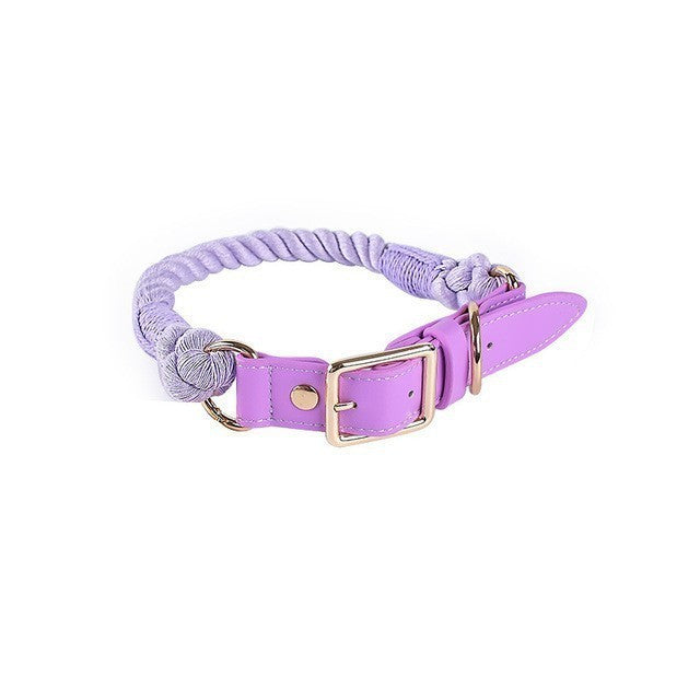 Cotton Rope Leather Pet Leash