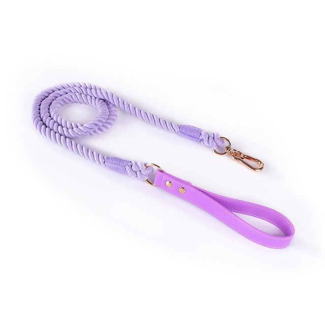 Cotton Rope Leather Pet Leash