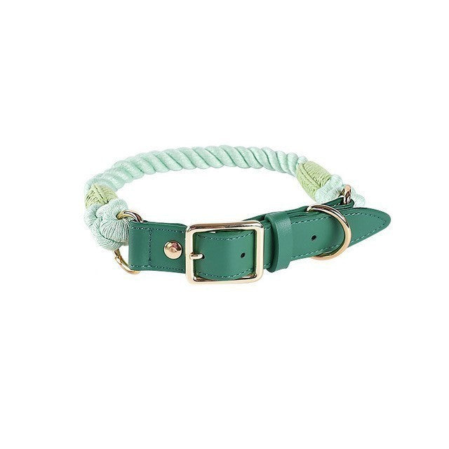 Cotton Rope Leather Pet Leash