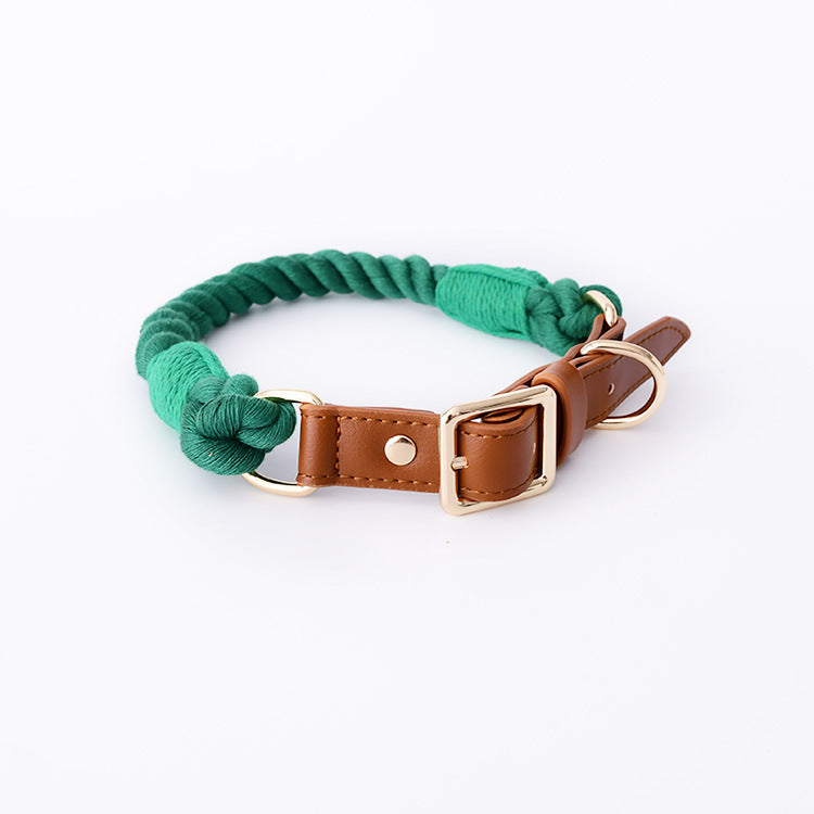 Cotton Rope Leather Pet Leash