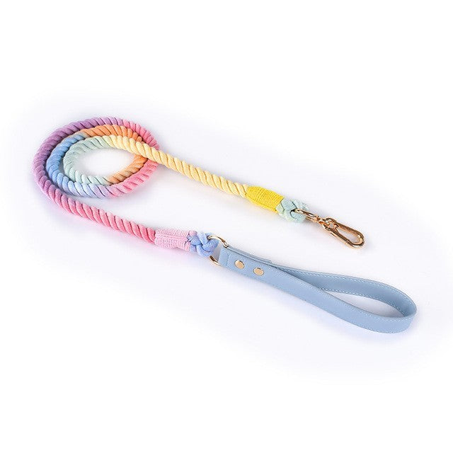 Cotton Rope Leather Pet Leash