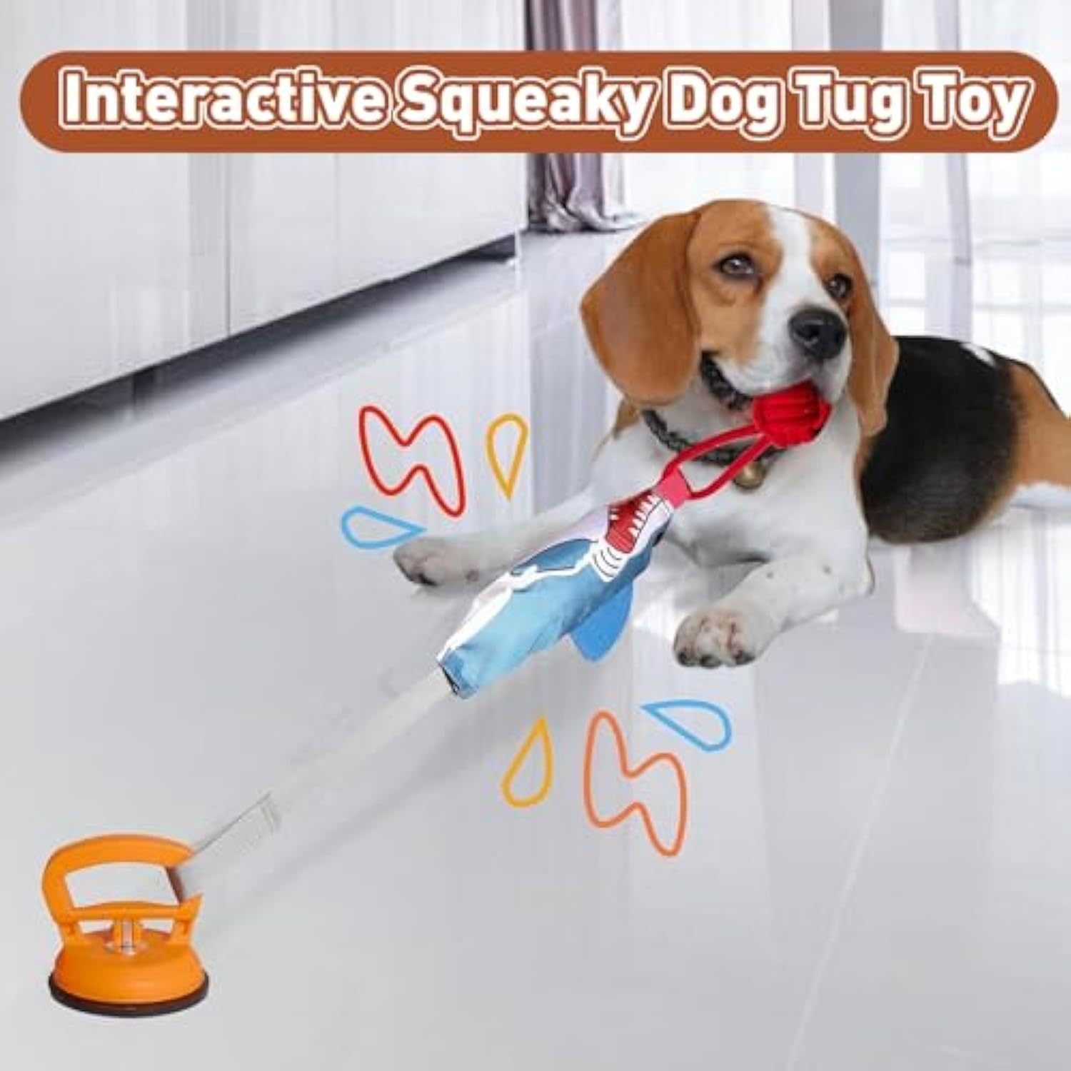 Squeaky Dog Tug Toy Interactive