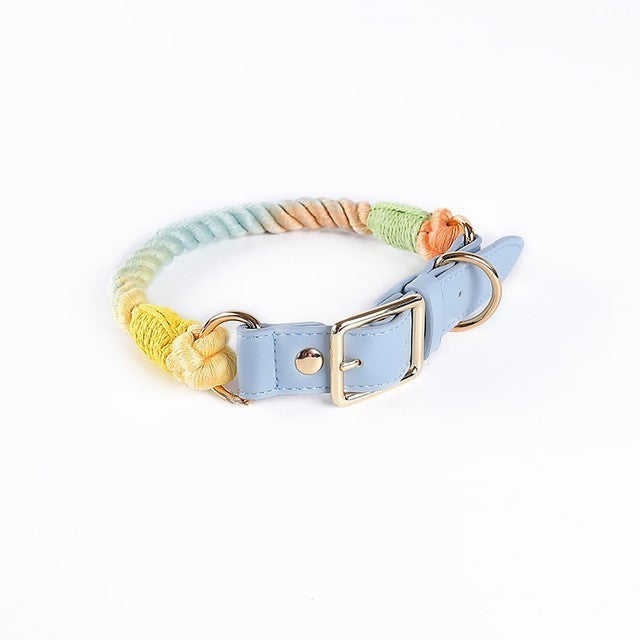 Cotton Rope Leather Pet Leash