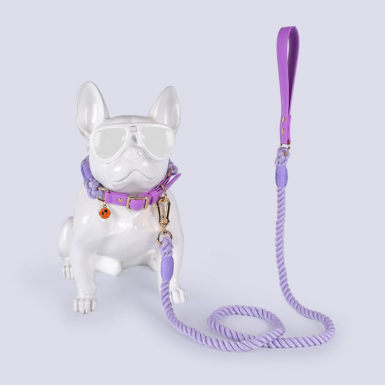 Cotton Rope Leather Pet Leash
