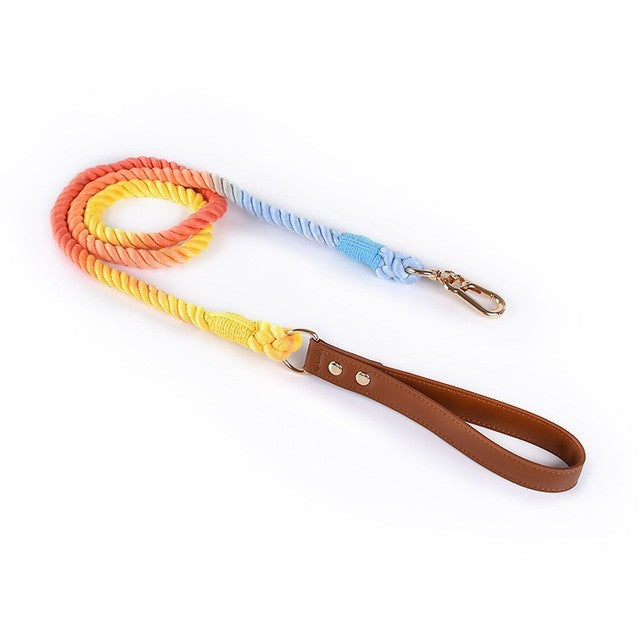 Cotton Rope Leather Pet Leash