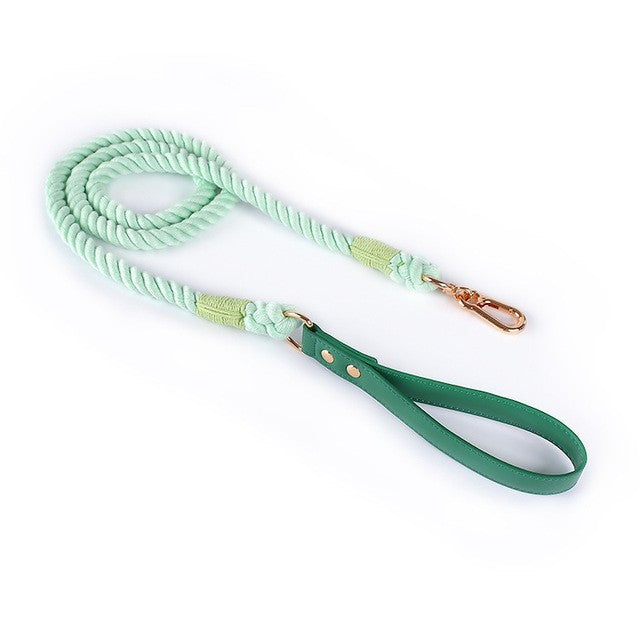 Cotton Rope Leather Pet Leash