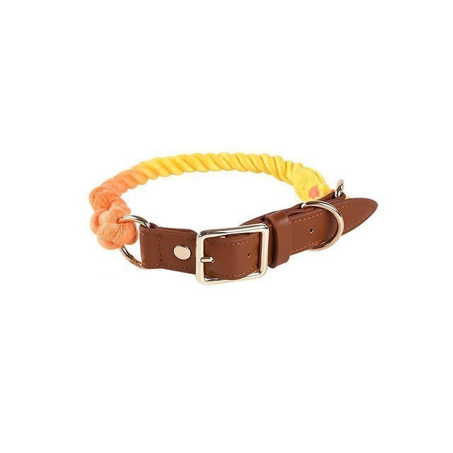Cotton Rope Leather Pet Leash