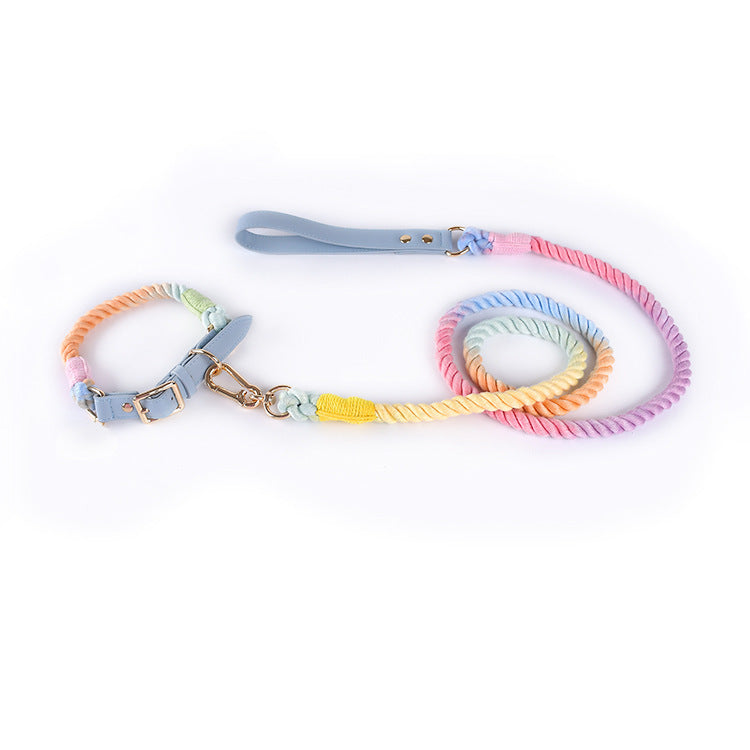 Cotton Rope Leather Pet Leash
